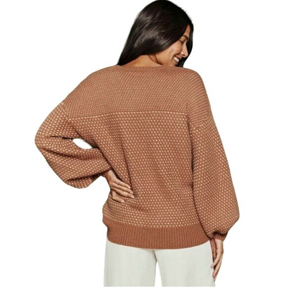 Summersalt Cashmere Wool Round Neck Balloon Sleeve Camel Tan Knit Sweater Size S - Picture 9 of 16